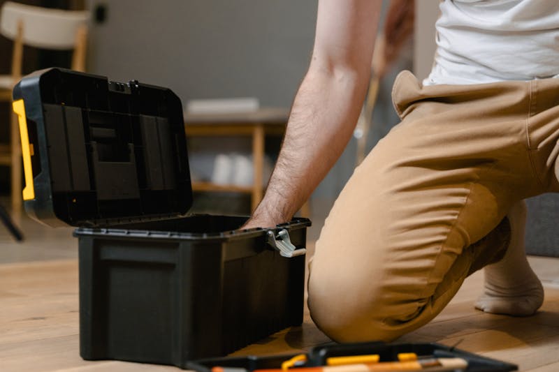 getting some tools from a tool box